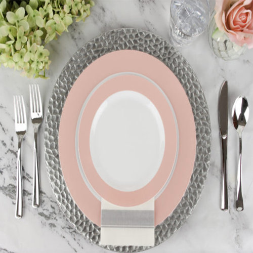 Nicole Fantini Collection Clothlike Dinner Napkins Silver Border Set